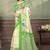 cream and green colour Linen cotton ready to wear saree with unstitched blouse