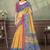 yellow colour Linen cotton ready to wear saree with unstitched blouse