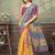 yellow colour Linen cotton ready to wear saree with unstitched blouse