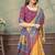 yellow colour Linen cotton ready to wear saree with unstitched blouse