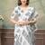 white colour Linen cotton ready to wear saree with unstitched blouse