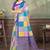 multi colour Linen cotton ready to wear saree with unstitched blouse