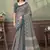 grey colour Linen cotton Easy to wear saree with unstitched blouse