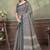 grey colour Linen cotton ready to wear saree with unstitched blouse