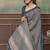 grey colour Linen cotton ready to wear saree with unstitched blouse