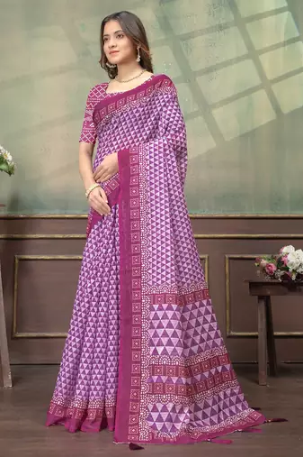 wine colour Linen cotton One Minute saree with unstitched blouse