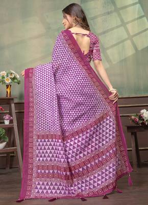 wine colour Linen cotton One Minute saree with unstitched blouse 3