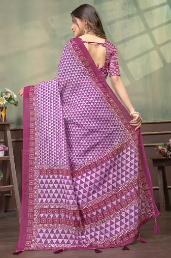 wine colour Linen cotton One Minute saree with unstitched blouse