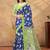 blue colour Linen cotton ready to wear saree with unstitched blouse