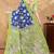 blue colour Linen cotton ready to wear saree with unstitched blouse
