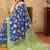 blue colour Linen cotton ready to wear saree with unstitched blouse