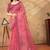 coral colour Linen cotton ready to wear saree with unstitched blouse