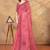 coral colour Linen cotton ready to wear saree with unstitched blouse