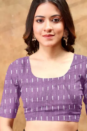 purple colour Linen cotton One Minute saree with unstitched blouse