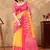 yellow colour Linen cotton Ready Pleated saree with unstitched blouse