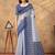 blue colour Linen cotton ready to wear saree with unstitched blouse