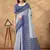 blue colour Linen cotton Ready Pleated saree with unstitched blouse