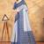 blue colour Linen cotton ready to wear saree with unstitched blouse