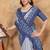 blue colour Linen cotton ready to wear saree with unstitched blouse