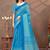 sky blue colour Linen cotton ready to wear saree with unstitched blouse