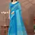 sky blue colour Linen cotton Ready Pleated saree with unstitched blouse