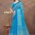 sky blue colour Linen cotton ready to wear saree with unstitched blouse