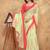 cream colour Linen cotton ready to wear saree with unstitched blouse