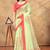 cream colour Linen cotton ready to wear saree with unstitched blouse