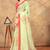 cream colour Linen cotton ready to wear saree with unstitched blouse