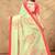 cream colour Linen cotton ready to wear saree with unstitched blouse