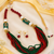 Traditional Red Green Beaded Necklace Set