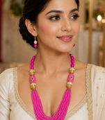 Traditional pink festive necklace set