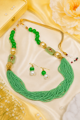 Traditional mint green layered necklace 2