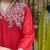 Red chanderi silk embroidery kurta set with dupatta | party wear kurti set