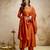 Orange vichitra silk embroidery kurta set with dupatta | designer kurta set