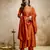 Orange vichitra silk embroidery kurta set with dupatta | designer kurta set
