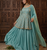 Aqua blue fandy silk 5mm sequence embroidery kediyu lehenga with georgette lace border work dupatta