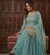 Aqua blue fandy silk 5mm sequence embroidery kediyu lehenga with georgette lace border work dupatta