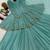 Aqua blue fandy silk 5mm sequence embroidery kediyu lehenga with georgette lace border work dupatta