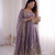 Womens new latest trendy elegant lavendar  embroidered anarkali suit set with scalloped dupatta
