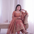 Womens new latest trendy elegant peach embroidered anarkali suit set with scalloped dupatta