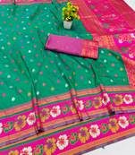 Rama zari woven banarasi silk blend traditional saree with blouse piece