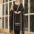 Womens new elegant black embroidered kurti with matching bottom set