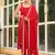 Womens new elegant red embroidered kurti with matching bottom set