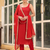 Womens new elegant red embroidered kurti with matching bottom set