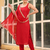 Womens new elegant red embroidered kurti with matching bottom set