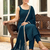 Womens new elegant teal embroidered kurti with matching bottom set