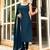 Womens new elegant teal embroidered kurti with matching bottom set