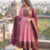 Womens pink anarkali gown with embroidered yoke contrasting wine dupatta set