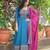 Womens new elegant pink anarkali gown with embroidered yoke  contrasting wine dupatta set